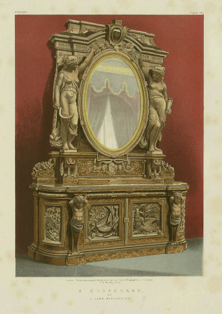 INTERNATIONAL EXHIBITION. A sideboard - J Lamb, Manchester 1862 old print